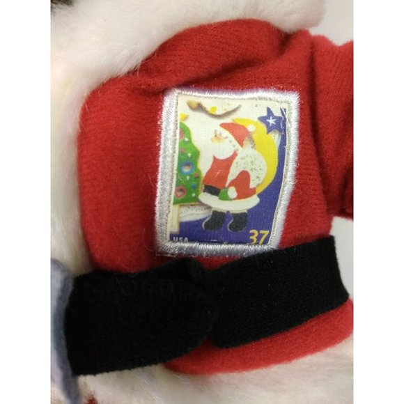 Santa Bear 10.5" Plushie w/ USA 2005 Christmas Postal Stamp & Wood Nutcracker - Picture 2 of 7